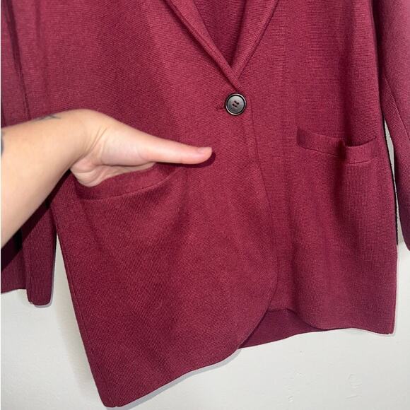 J.Crew Cecile Relaxed Sweater Blazer Pockets Burgundy Red/Maroon Size XS - Picture 3 of 5